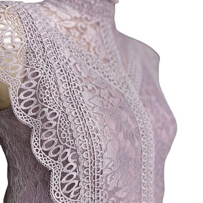 Women's Cable & Gauge Light Muted Pink Layered Lace Top Blouse Shirt - Sz Small