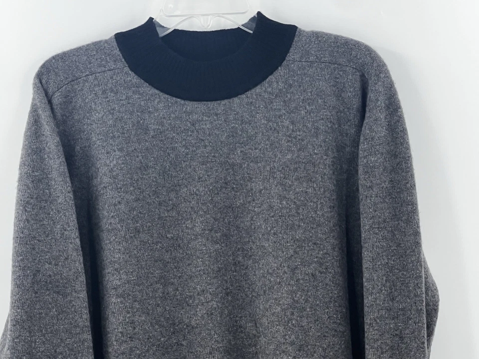 Calvin Klein 100% чистый кашемир свитер верхняя туника XL серый черный насмешливый водолазка - Изображение 2 из 4