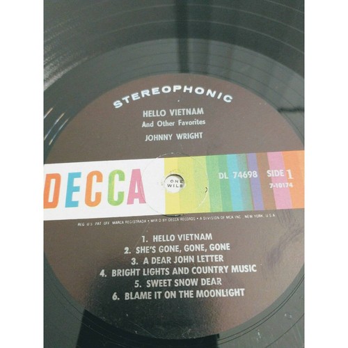 Vtg Johnny Wright Hello Vietnam LP Decca Stereophonic 12" Vinyl Record 33 rpm - Picture 5 of 7