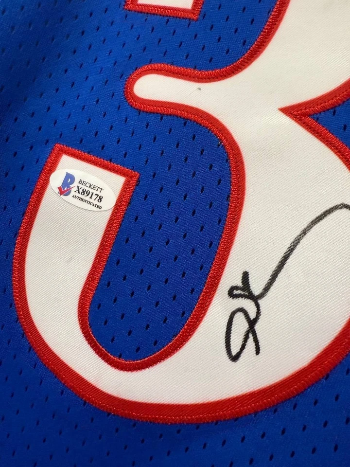 Allen Iverson Blue Jersey Size M Hand Signed Beckett COA - Image 3 of 4