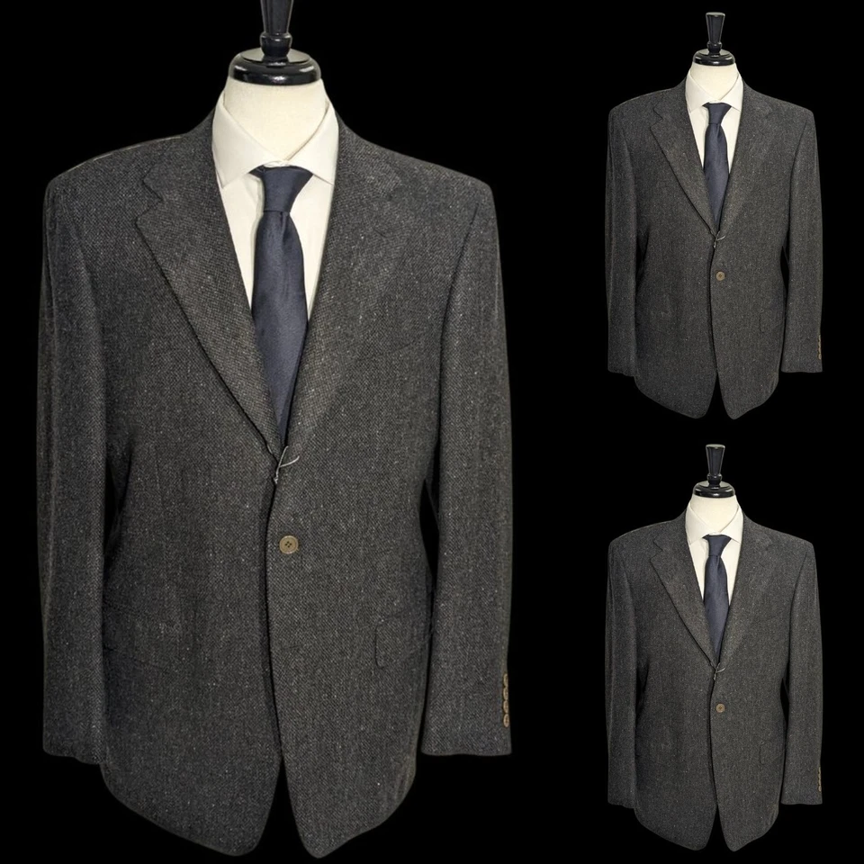 Tweed Men's Suits Vintage Wool Blend 2Pcs Blazer Prom Party Jacket Casual Coat - Image 3 of 4