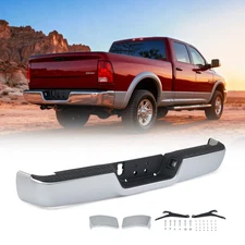 For 2009-2018 Dodge Ram 1500 Chrome Steel Rear Step Bumper w/o Sensor Holes