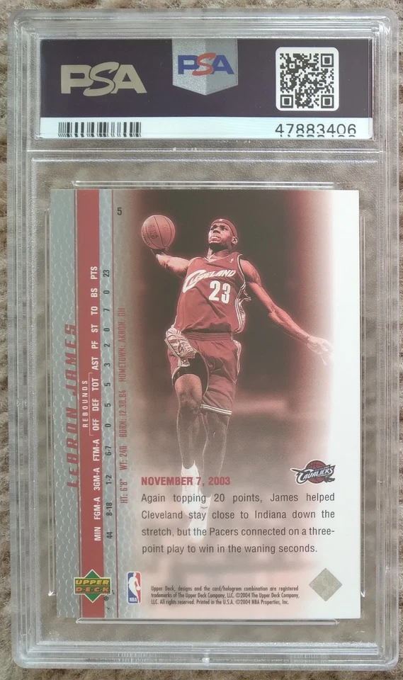 2003 Upper Deck Phenomenal Beginning #5 LeBron James RC PSA 10 Cleveland Cavs - Image 2 of 2