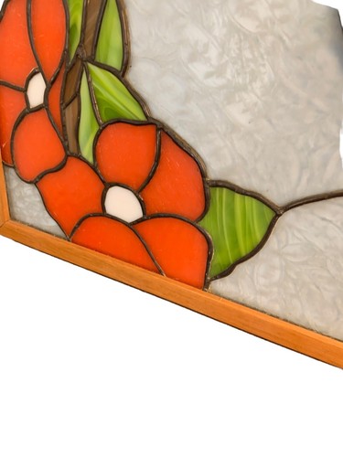 Stained Glass Parrot/Bird of Paradise Flowers Window Sun catcher 19.5x15” Framed - Picture 3 of 16