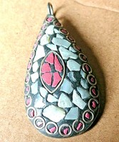 Rare Ancient Post Medieval Roman Pendant With Rare Stone Inserts