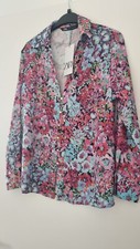 Camicia top blusa Zara floreale poliestere elastan elasticizzato oversize S small nuova con etichette 