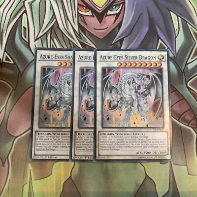 LDK2-ENK39 x3 Azure-Eyes Silver Dragon Common Top Zustand Yugioh