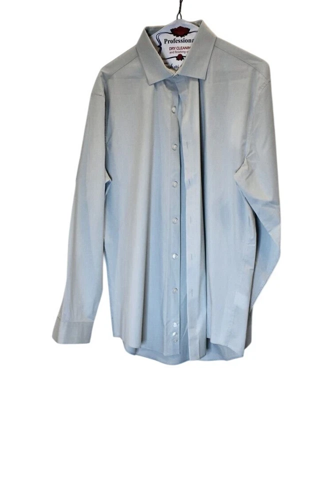 2 Мужская Kenneth Cole реакции Slim Fit платье рубашки бледно-зеленый и лосось размер 16 32/ - Изображение 2 из 4