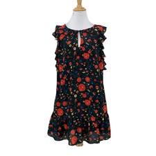 J Crew Floral Flutter Sleeve Shift Dress Womens S Small Keyhole Sleeveless Lined