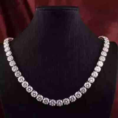 20Ct Round Lab-Created Diamond Women Tennis Necklace 14K White Gold Plated 18''In