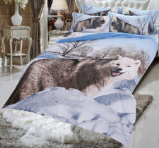 6-Pcs. Polycotton Full Duvet Cover Set in Sky Blue  Gray for Comforter