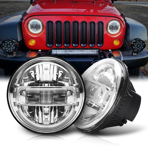 500W 7 Inch Round Angel Eye LED Headlight 30000LM With Hi/Lo Beam DRL Amber Halo Ring For Jeep Wrangler Jk Tj Lj I.1036294683