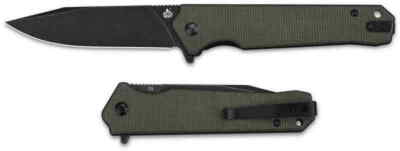 QS111I2 QSP Mamba V2 Green Black Stonewash D2 Blade IKBS Micarta Handle Linerloc