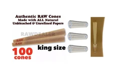 RAW classic king size pre rolled cone (100pk)+3 glass cone holder tip