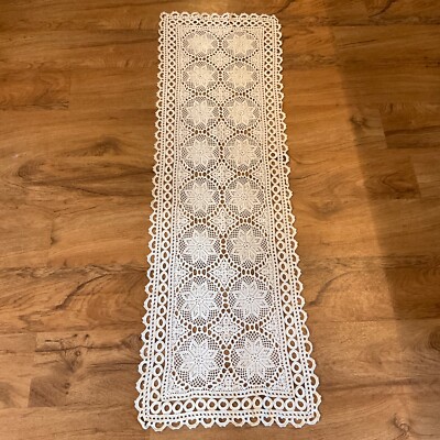 Rectangular Cotton Handmade Crochet Lace Table Runner Dresser Scarf 45  Gorgeous | eBay