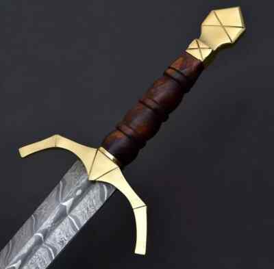 Hand Forged Damascus Steel Viking Sword Sharp Medieval Sword With Sheath