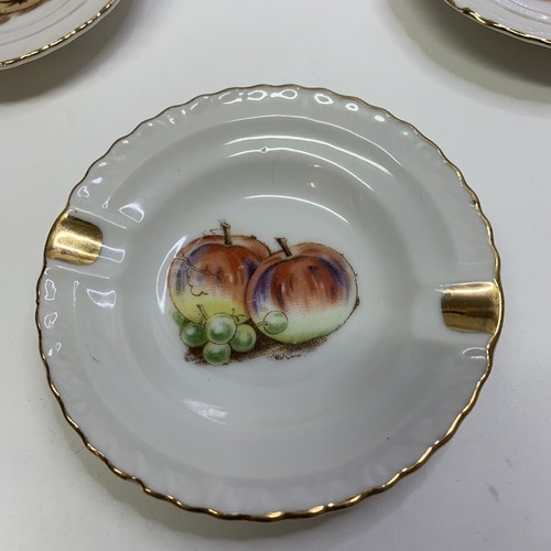 Ashtray Set of 5 Vintage Porcelain Fruit Gold Edged 2 Rests Pear Pineapple Apple - Picture 6 of 12