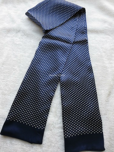 Men's 100 Silk Scarf Cravat Long Neckerchief Double Layer Blue Black - Picture 15 of 34