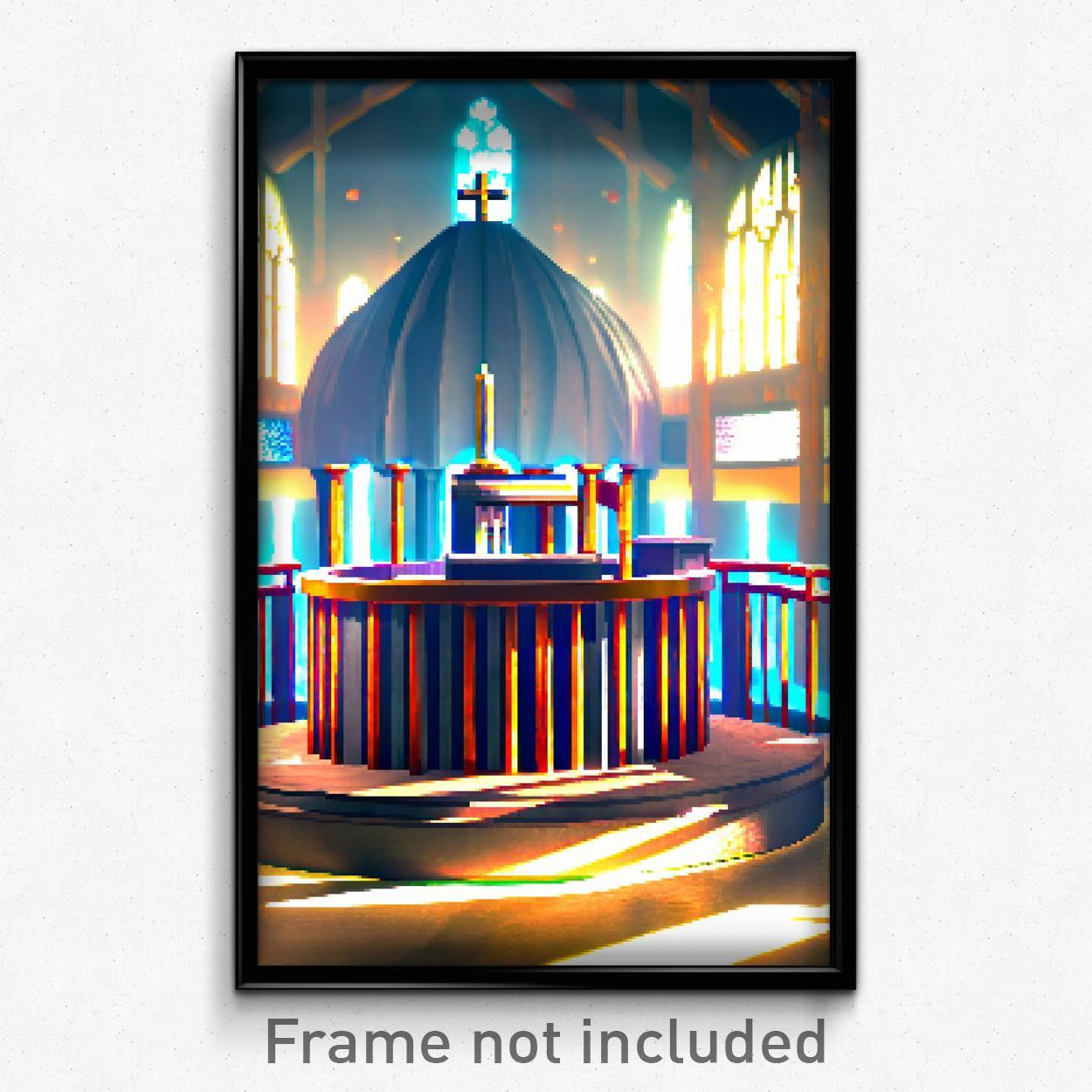 Pixel Art Poster - Worldly Pulpit (8 Bit Psychedelic Trippy Video Game Print)