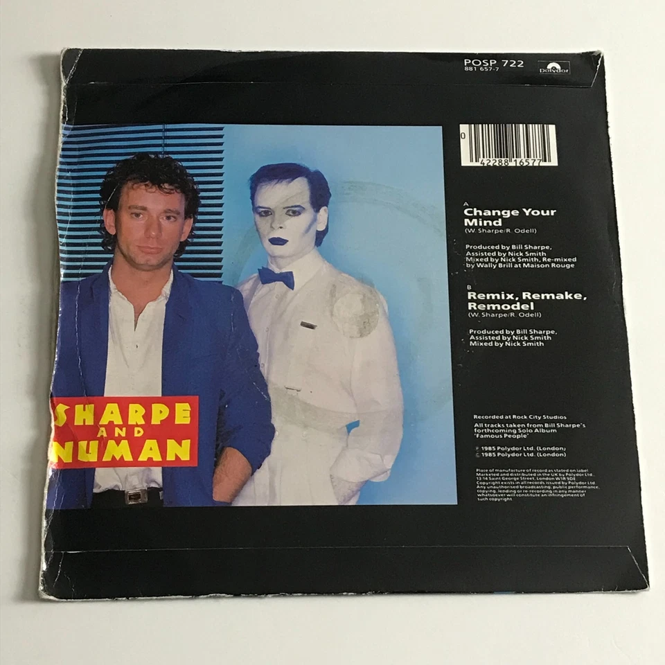 Sharpe And Numan - Change Your Mind 7" Vinyl Record - POSP 722 - Image 2 of 4