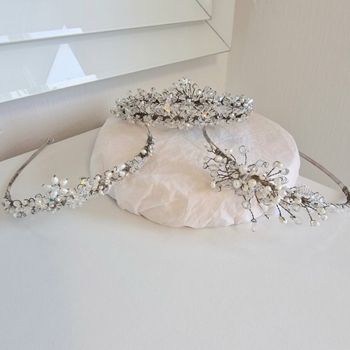 RESTPOSTEN X3 handgefertigte Swarovski Kristall und Perlen Braut und Brautjungfer Diadem Diadem - Bild 3 von 15