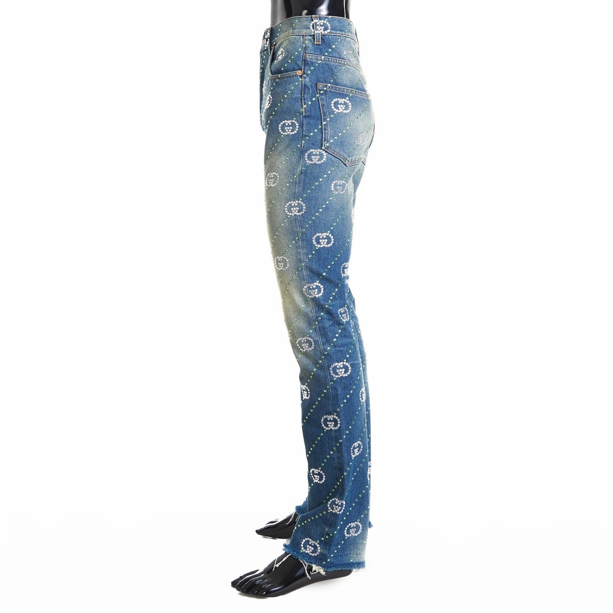 GUCCI 3200$ Blue Jeans - GG Crystal Embroidery | eBay