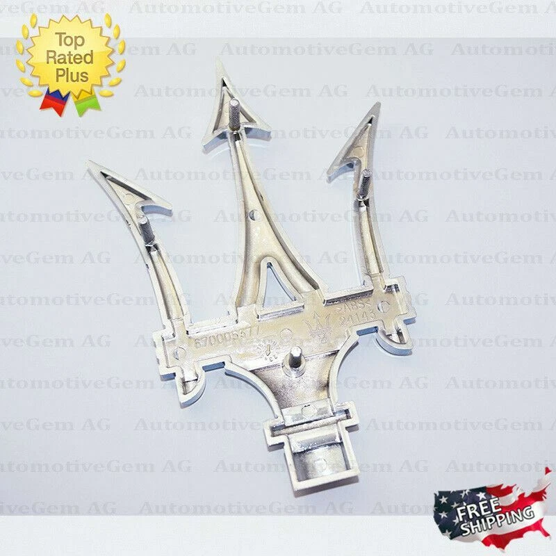 Maserati Front Grille Emblem Chrome Trident Logo Badge Radiator Symbol 670005377 - Image 4 of 4