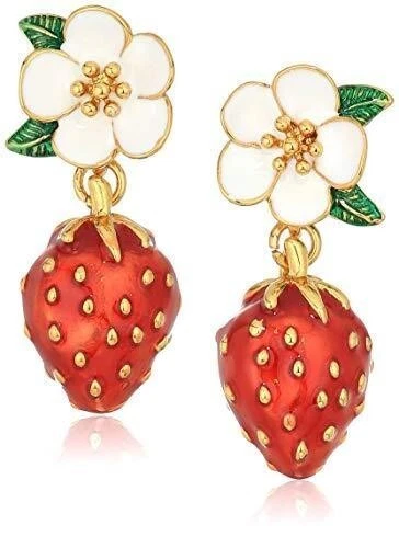 Kate Spade Strawberry Earrings NWT Picnic Perfect Strawberry Blossom