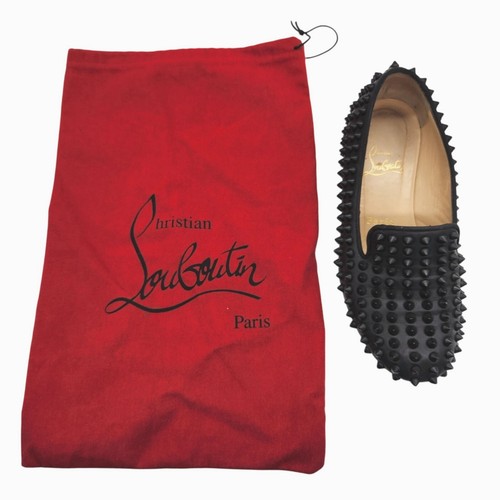 Christian Louboutin Rolling Spikes Black Studs Opera Loafer Flat 35 All Black - Picture 8 of 9