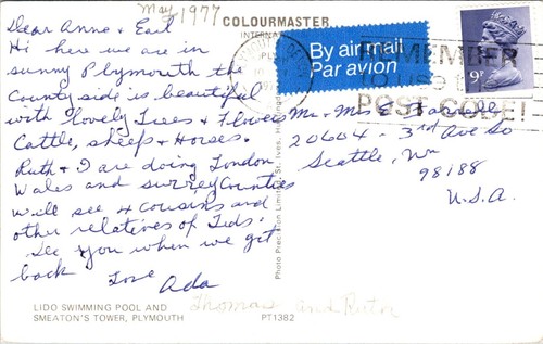 Lido Swimming Pool and Smeaton's Tower Plymouth England Postcard - Picture 2 of 2