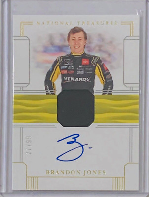 BRANDON JONES #/d /99 2020 PANINI NATIONAL TREASURES AUTOGRAPH RACE CARD NASCAR