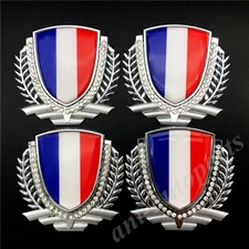4pcs Metal Chrome France French Flag Car Trunk Rear Emblem Badge Decal Stickers