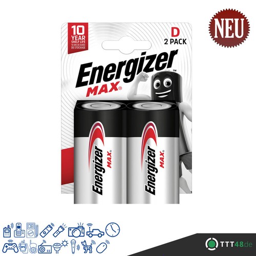 2 x Energizer Max Mono D Alkaline LR20 MN1300 1,5V Batterie 1 x 2er - Bild 2 von 2