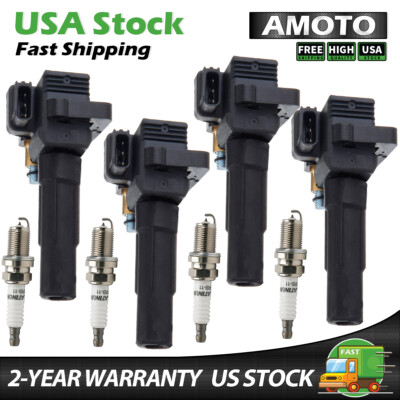 4 Ignition Coil Uf480 and 4 Iridium Spark Plug 7090 for Subaru Impreza 2.0L H4 2002–2003