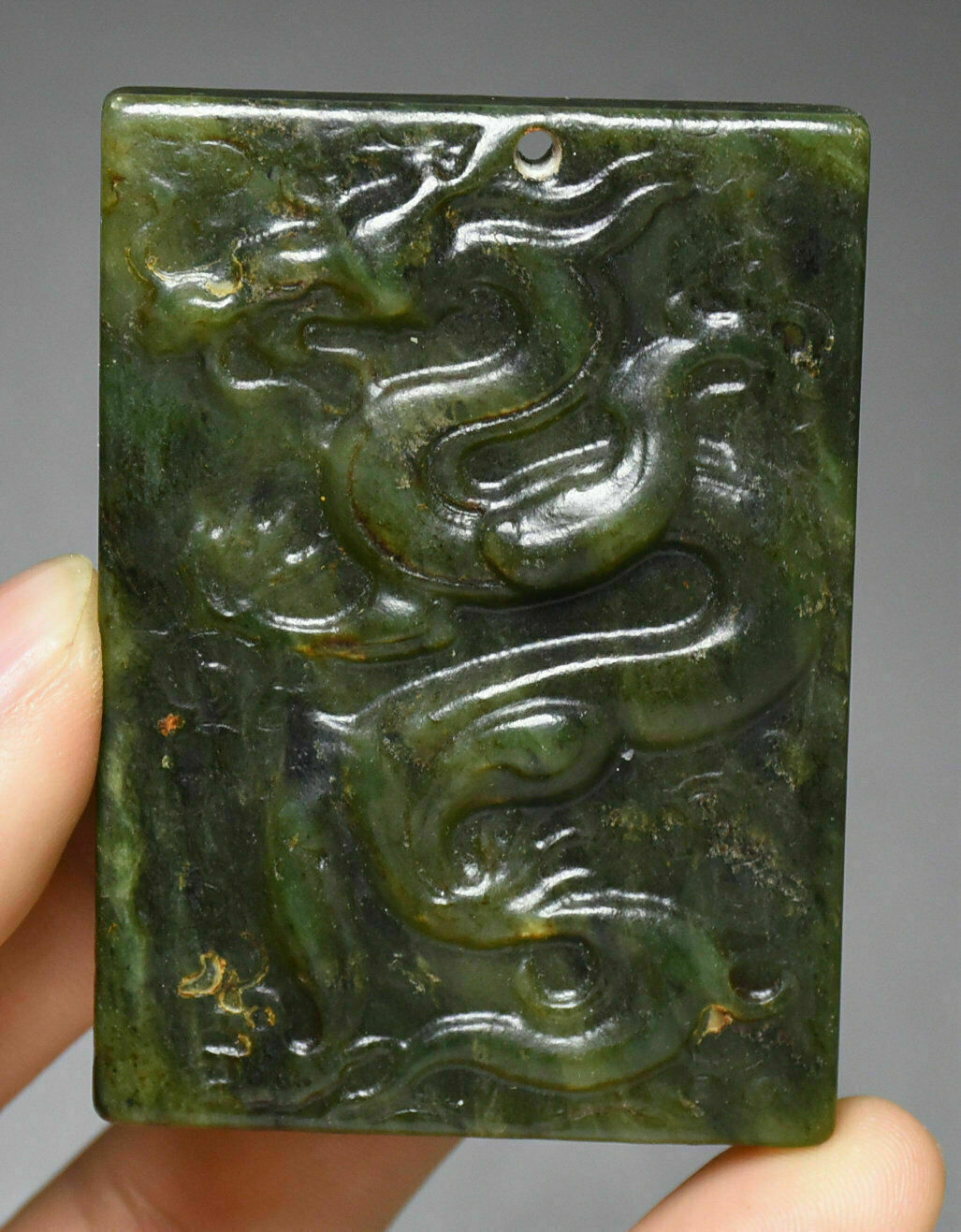 7CM Hetian Jade Dragon Amulet Pendant - Natural Hardstone Token