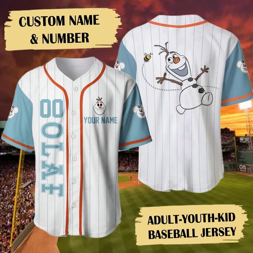 Custom Name Famous Snowman 3D Baseball Jersey Shirt