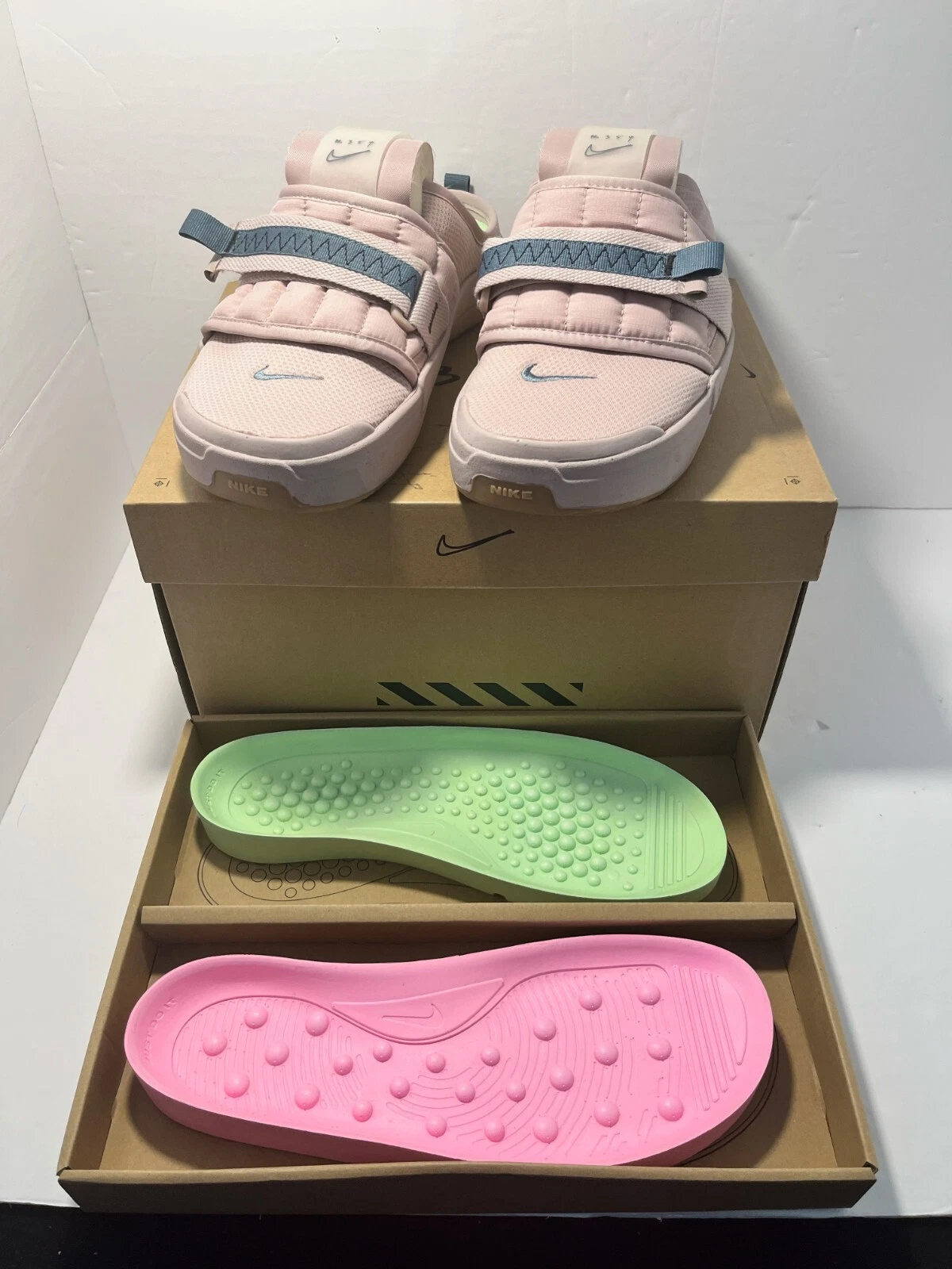 NIKE OFFLINE N354 SLIDES SANDALI UOMO TAGLIA 10 5 ROSA VERDE
