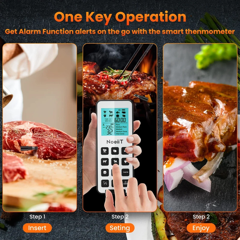 Wireless Meat Thermometer 300ft Wireless Meat Thermometer Digital With Alarm Fun