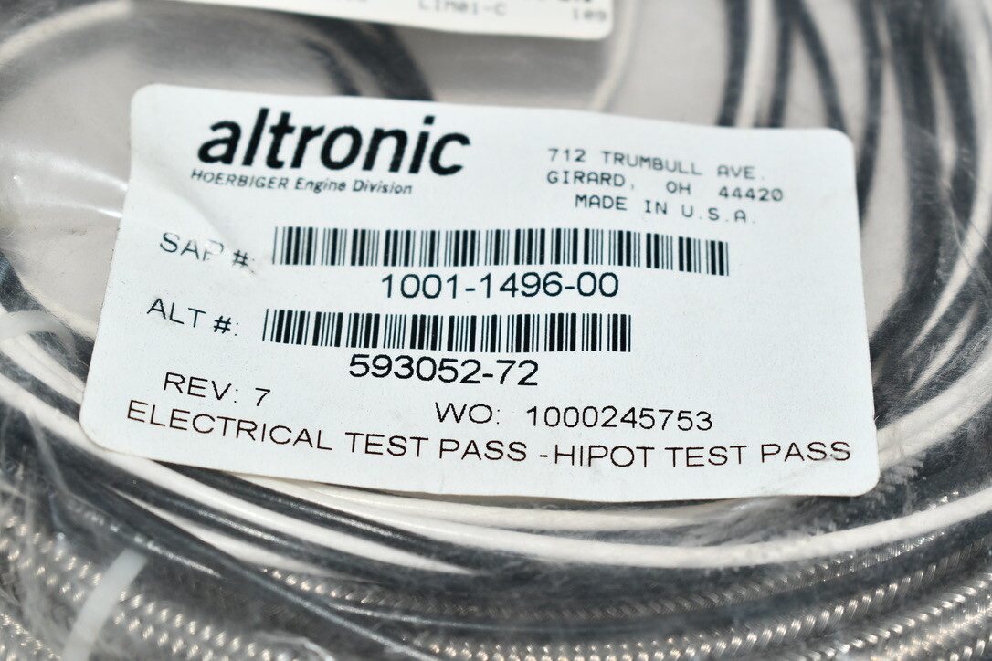 aiaio05 NEW ALTRONIC 593052-72 Sensing Harness 72'' Shielded 1001-1496-00