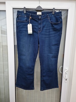 Fat Face Ladies Bootcut Jeans Size 24 Short Dark Denim Blue Top