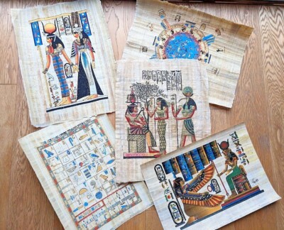 Ägyptischer Papyrus handbemalt groß 41x31cm Altägypten mit Zertifikat