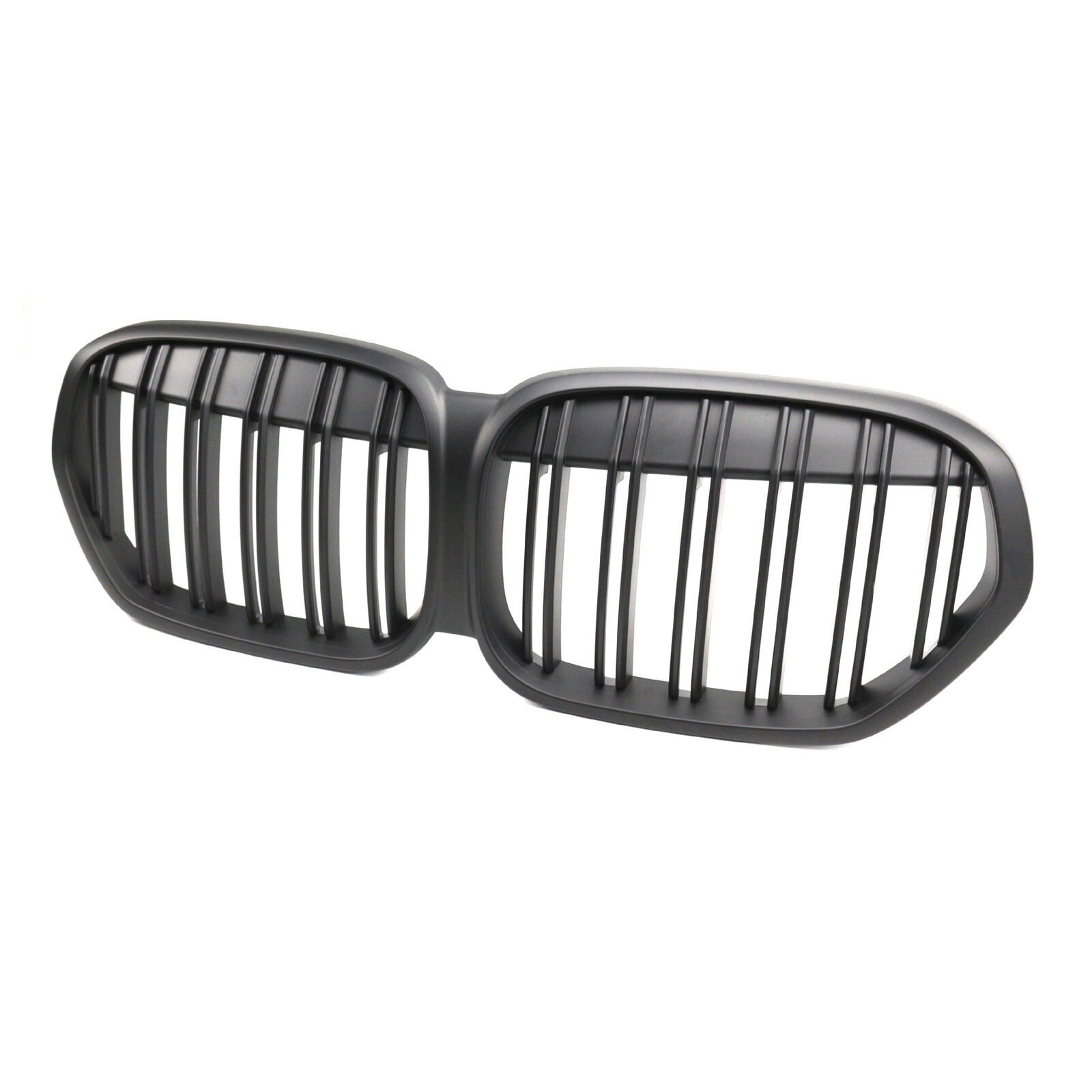 Double Line Matte Black Front Bumper Center Grille For 19-23 BMW X1 F48 SUV LCI