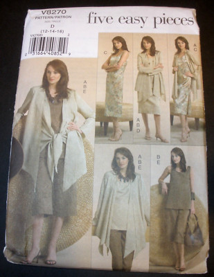 Vogue V8270 Wrap Jacket Shell Dress Skirt Pants 5 Easy Pieces Size 12-14-16 UC
