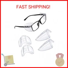 MELASA Safety Glasses Side Shields for Prescription Glasses, Slip on Clear Eye G