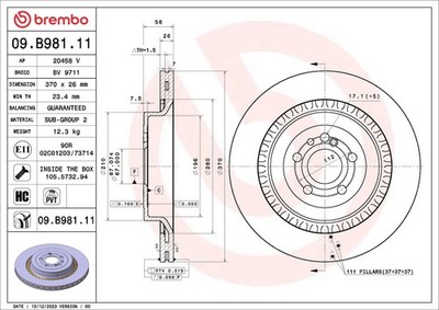 BREMBO 09.B981.11 Bremsscheibe für MERCEDES-BENZ