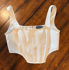 PrettyLittleThing Beige Structured Corset Crop Top - Size US 8