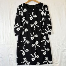 Banana Republic Factory Sz 8 Black & White Bow Print Lined Shift Party Dress