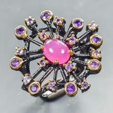 Handmade Ruby Ring 925 Sterling Silver Size 6 /R439912