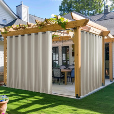 2 Panels Outdoor Curtains for Patio Waterproof Windproof, Extra Wide Grommet
