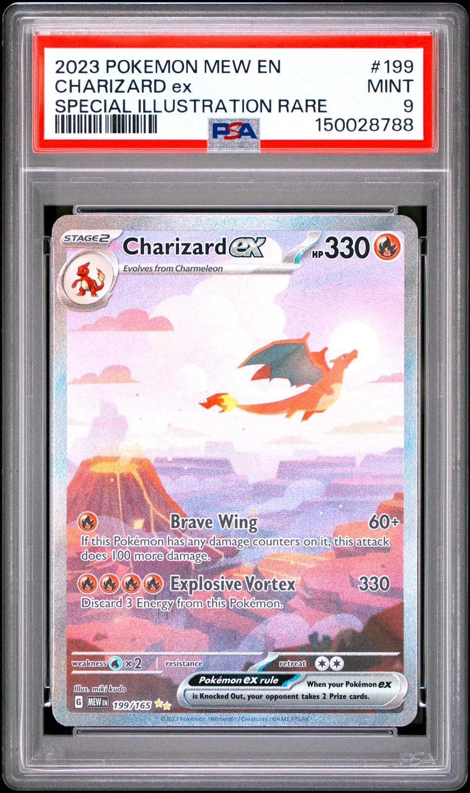 2023 POKEMON MEW EN-151 SPECIAL ILLUSTRATION RARE #199 CHARIZARD EX PSA 9